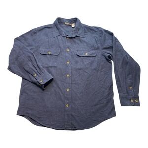 Field N Forest Men's Heavy Flannel Button Up Shirt Solid Blue Size L